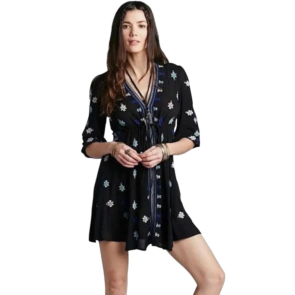 Free People Stargazer Swing Embroidered Mini Dress, Boho, Size Medium - Picture 2 of 10
